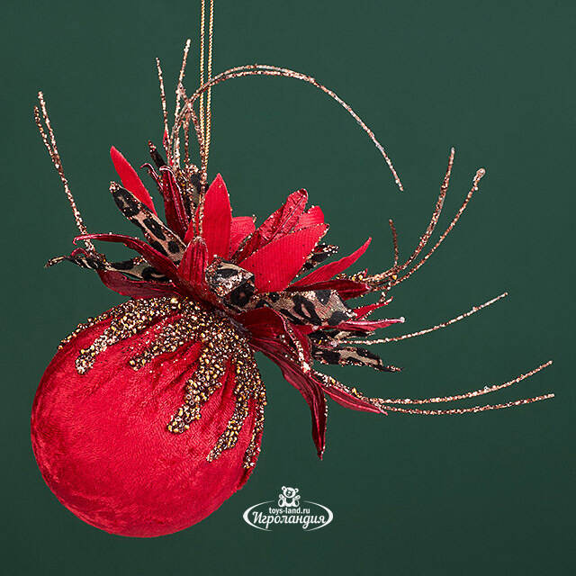 Винтажный елочный шар Girasole Skormus 10 см, красный Christmas Deluxe