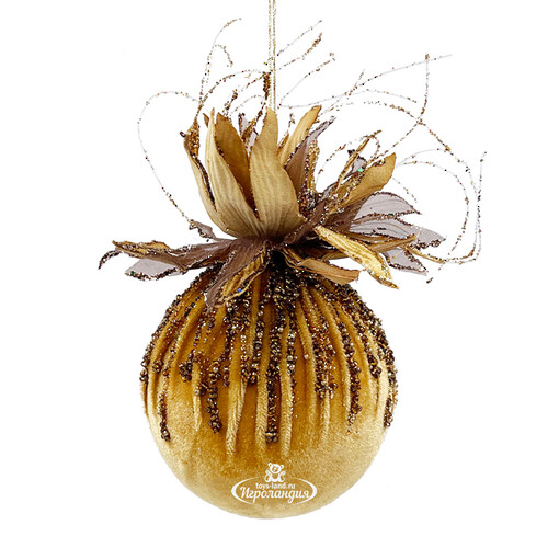 Винтажный елочный шар Girasole Skormus 10 см, золотой Christmas Deluxe