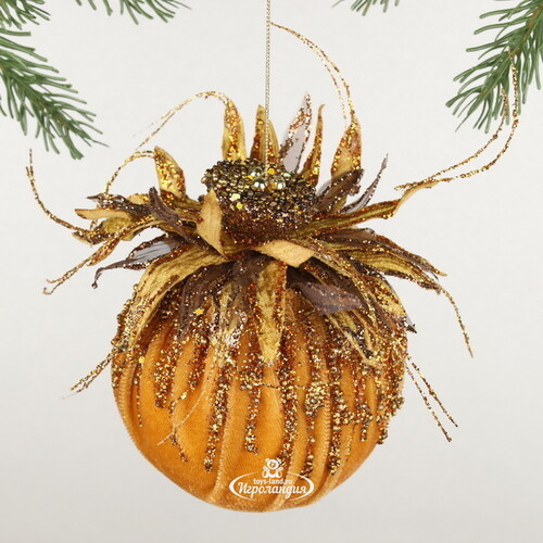 Винтажный елочный шар Girasole Skormus 10 см, золотой Christmas Deluxe