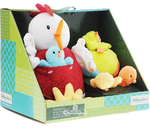 Кукольный театр на руку Курочка Офелия с цыплятами с пальчиковыми куклами Lilliputiens