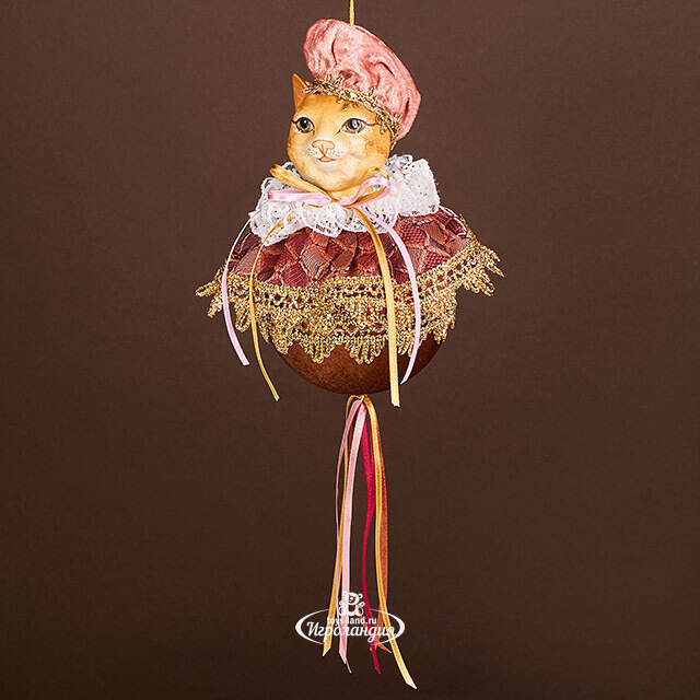 Елочная игрушка Кот Микаэль в шапочке 18 см, подвеска Christmas Deluxe