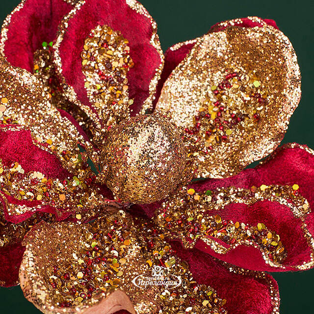 Искусственный цветок Магнолия - Cesare Carlo 18 см, клипса Christmas Deluxe