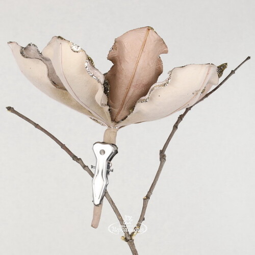 Искусственный цветок Магнолия - Cesare Vente 18 см, клипса Christmas Deluxe