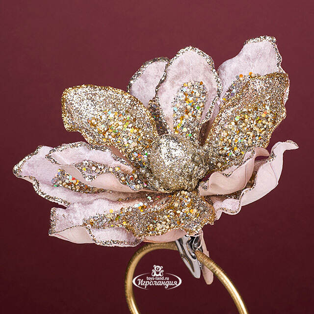 Искусственный цветок Магнолия - Cesare Vente 18 см, клипса Christmas Deluxe