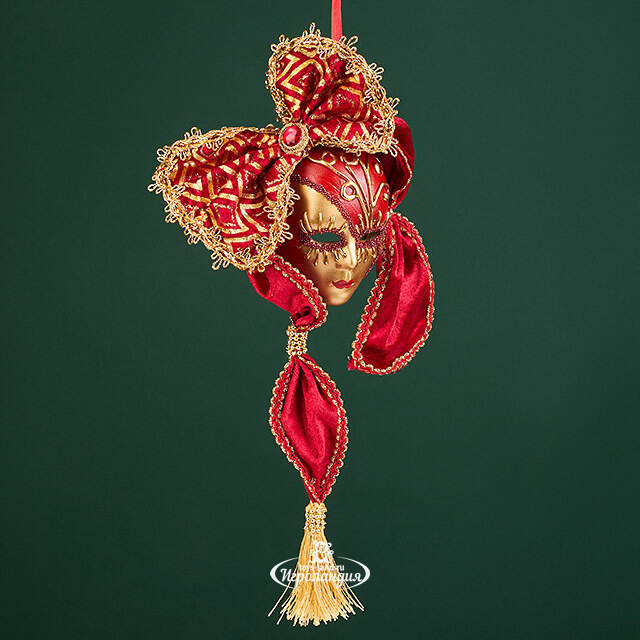 Елочная игрушка Маска Chive Scarlatto 15 см, подвеска Christmas Deluxe