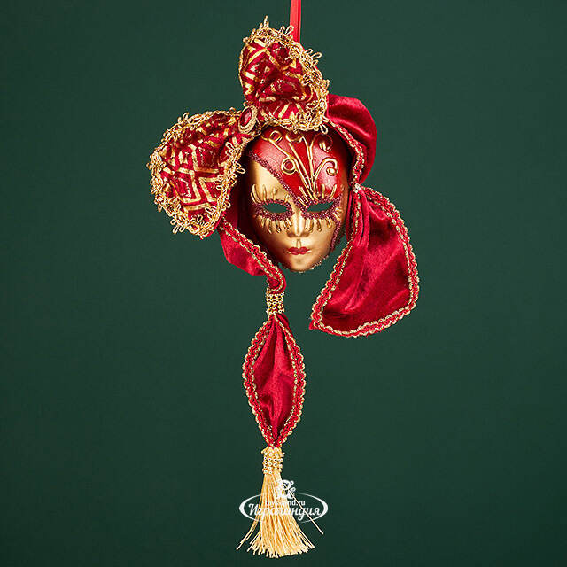 Елочная игрушка Маска Chive Scarlatto 15 см, подвеска Christmas Deluxe