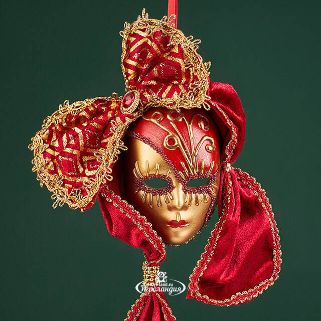 Елочная игрушка Маска Chive Scarlatto 15 см, подвеска Christmas Deluxe