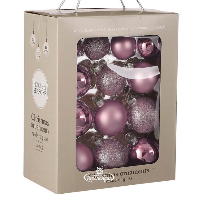 Набор стеклянных шаров Blanchett - Lavender fields 5-7 см, 26 шт Christmas Deluxe