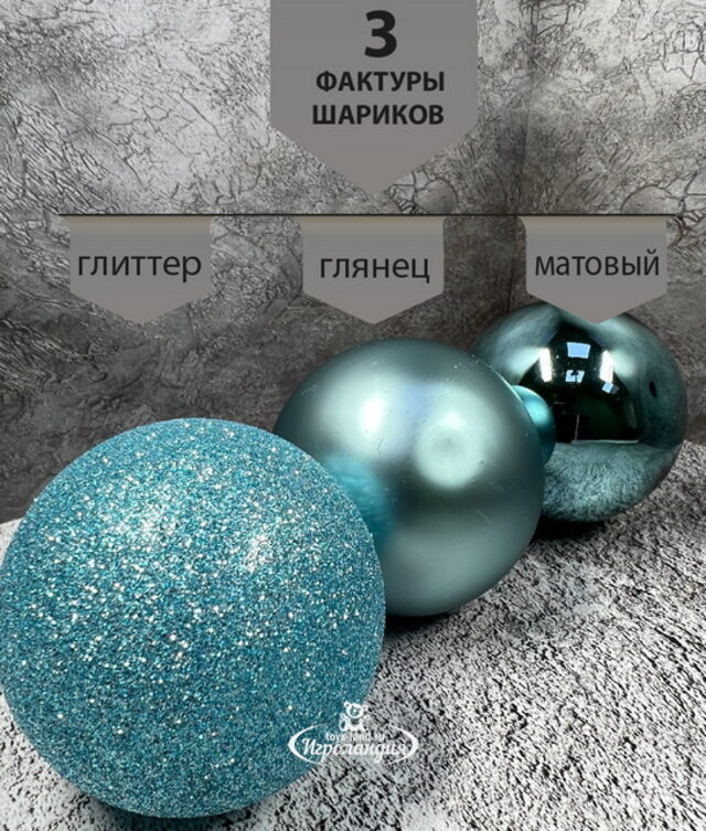 Набор стеклянных шаров Blanchett - Turquoise Waves 5-7 см, 26 шт Christmas Deluxe