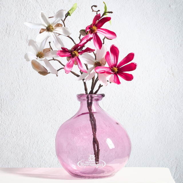 Стеклянная ваза-бутылка Нувола 18 см розовая Kaemingk (Кейминг)