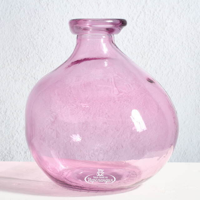 Стеклянная ваза-бутылка Нувола 18 см розовая Kaemingk (Кейминг)