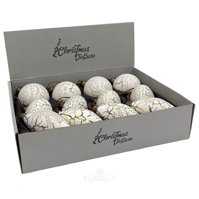 Набор стеклянных елочных игрушек Cracletto 8 см, 12 шт Christmas Deluxe