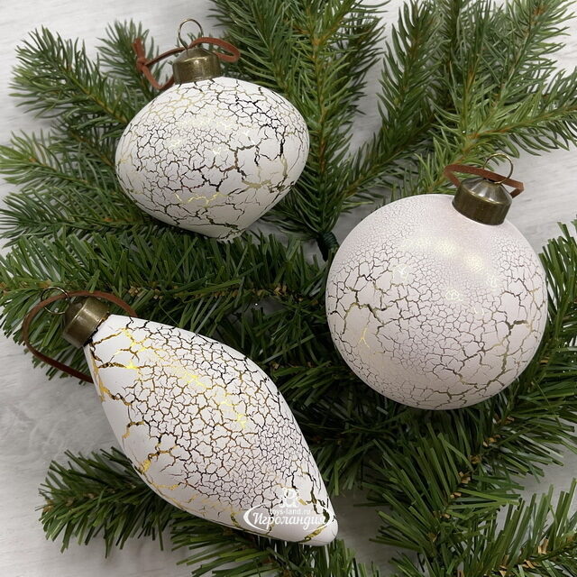 Набор стеклянных елочных игрушек Cracletto 8 см, 12 шт Christmas Deluxe