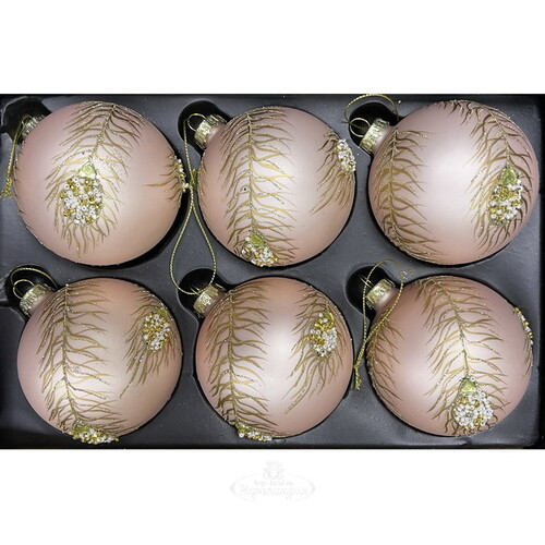 Набор стеклянных шаров Piuma Deoro 8 см, 6 шт Christmas Deluxe