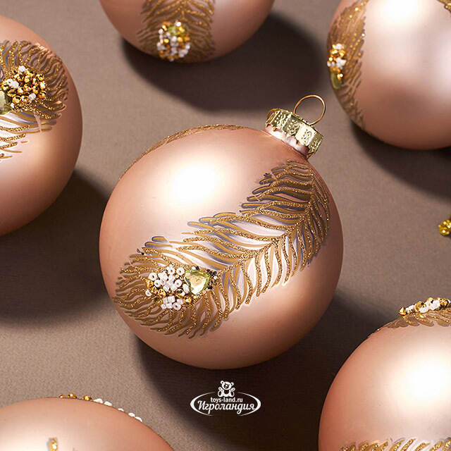 Набор стеклянных шаров Piuma Deoro 8 см, 6 шт Christmas Deluxe