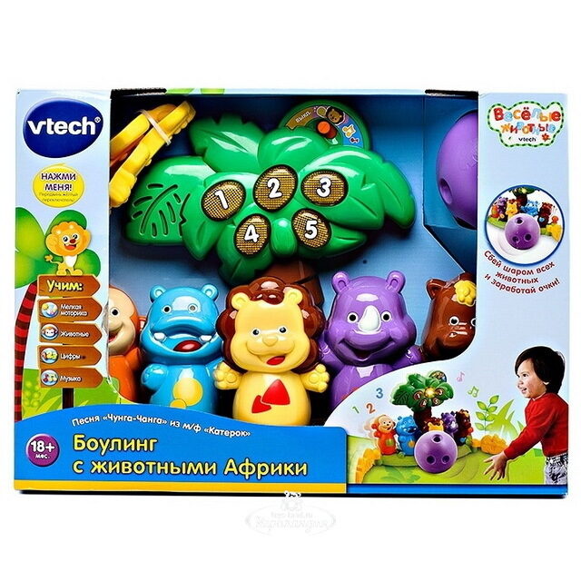 Обучающая игрушка Боулинг с животными Африки 43 см со светом и звуком Vtech