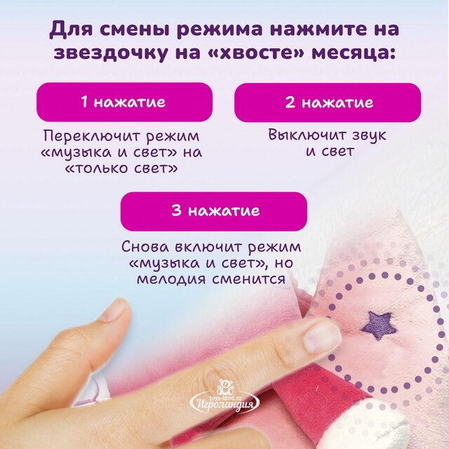 Мягкая игрушка для сна Кошечка Бель 29 см, с подсветкой и звуком Лунатики