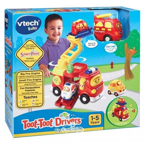 Обучающая игрушка Большая пожарная машина Бип-Бип Toot-Toot Drivers с 1 машинкой, со светом и звуком Vtech