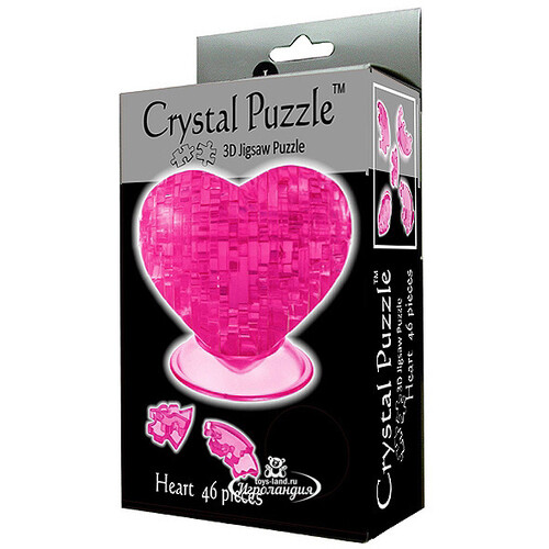 3Д пазл Сердце, розовый, 8 см, 46 эл. Crystal Puzzle