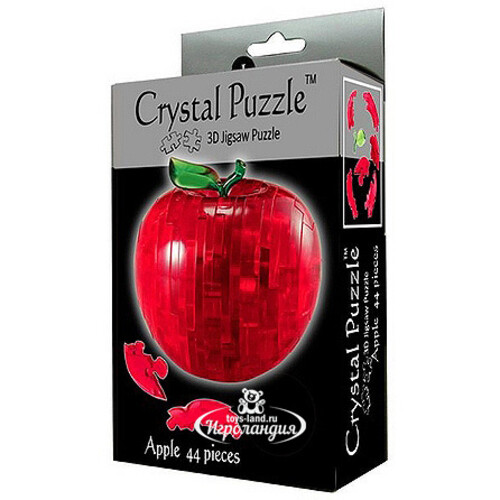 Головоломка 3D Яблоко, красный, 9 см, 44 эл. Crystal Puzzle