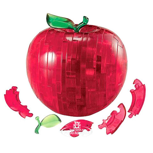 Головоломка 3D Яблоко, красный, 9 см, 44 эл. Crystal Puzzle