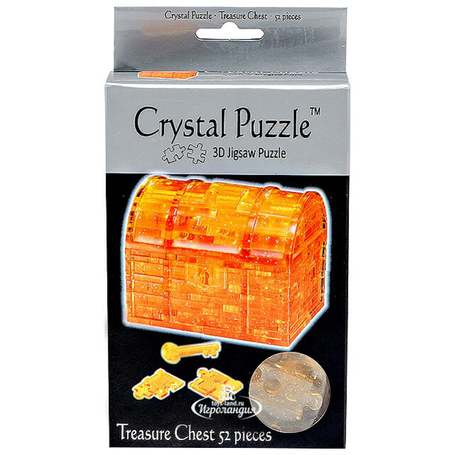 Головоломка 3D Сундук Пиратский, янтарный, 9 см, 52 эл. Crystal Puzzle