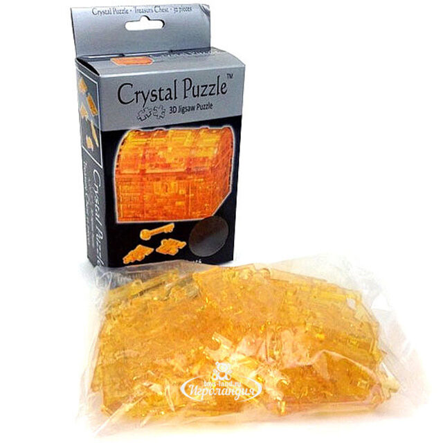 Головоломка 3D Сундук Пиратский, янтарный, 9 см, 52 эл. Crystal Puzzle