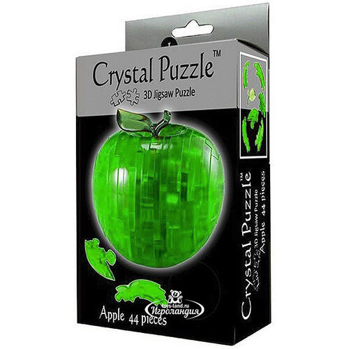 Головоломка 3D Яблоко, зеленый, 9 см, 44 эл. Crystal Puzzle