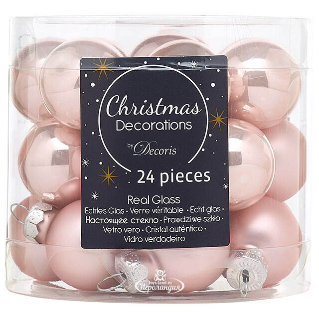 Набор стеклянных шаров 2.5 см розовый бутон mix, 24 шт Kaemingk/Winter Deco