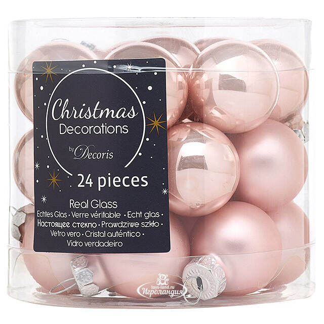 Набор стеклянных шаров 2.5 см розовый бутон mix, 24 шт Kaemingk/Winter Deco
