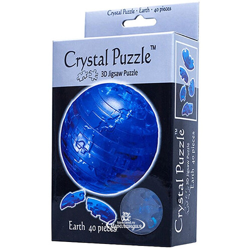 Головоломка 3D Планета Земля, голубая, 9 см, 40 эл. Crystal Puzzle