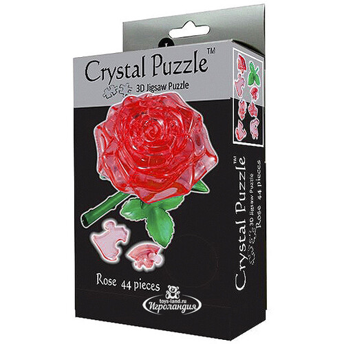 3D пазл Роза, красный, 8 см, 44 эл. Crystal Puzzle