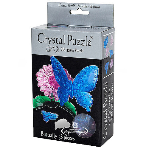 3D пазл Бабочка, голубой, 9 см, 38 эл. Crystal Puzzle