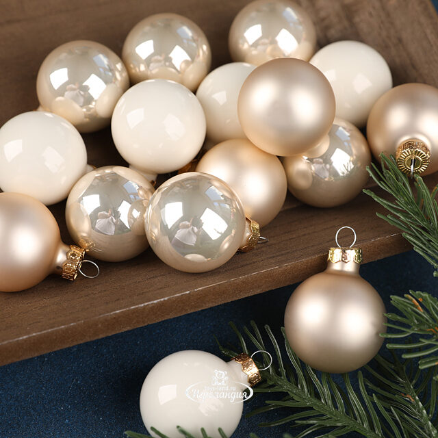 Коллекция стеклянных елочных шаров Благородный Жемчуг 3.5 см, 16 шт Winter Deco