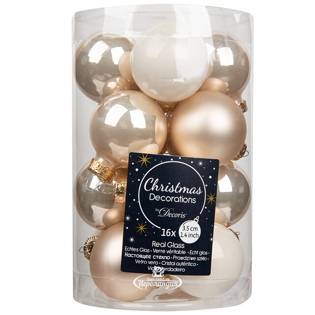 Коллекция стеклянных елочных шаров Благородный Жемчуг 3.5 см, 16 шт Winter Deco