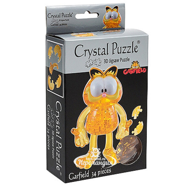 Головоломка 3D Гарфилд, 10 см, 34 эл. Crystal Puzzle (Кристал Пазл)