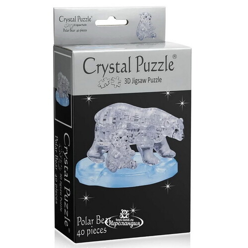 3D пазл Два белых медведя, 40 элементов Crystal Puzzle