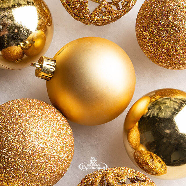 Набор пластиковых шаров Анданте 6 см золотой, 16 шт Kaemingk