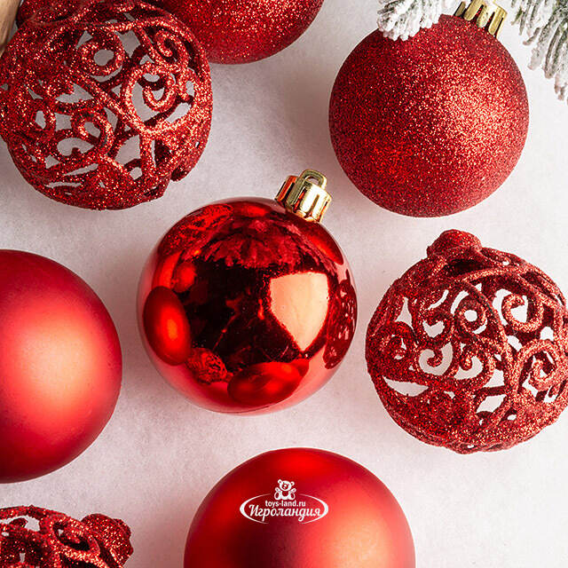 Набор пластиковых шаров Анданте 6 см красный, 16 шт Winter Deco
