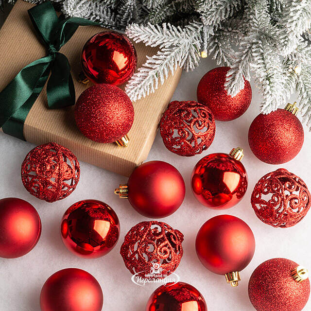 Набор пластиковых шаров Анданте 6 см красный, 16 шт Winter Deco