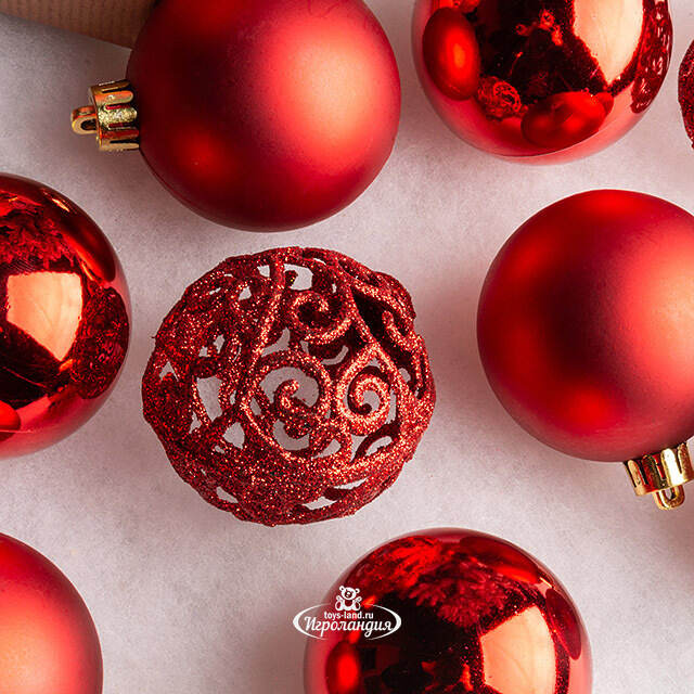 Набор пластиковых шаров Анданте 6 см красный, 16 шт Winter Deco