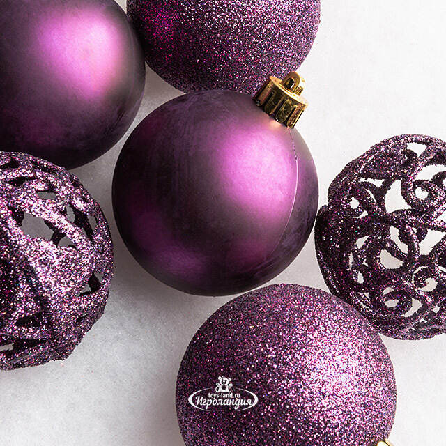 Набор пластиковых шаров Анданте 6 см сливовый, 16 шт Kaemingk