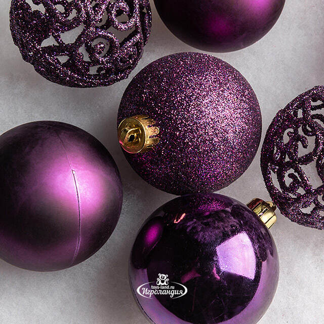 Набор пластиковых шаров Анданте 6 см сливовый, 16 шт Kaemingk