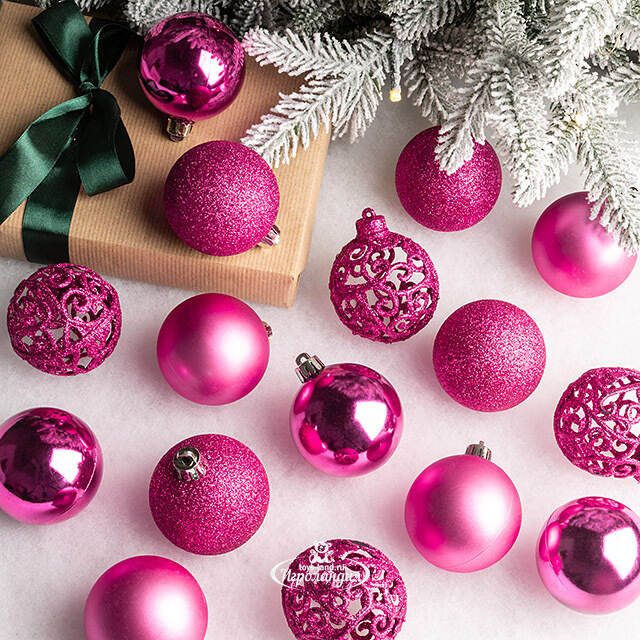 Набор пластиковых шаров Анданте 6 см розовая азалия, 16 шт Kaemingk