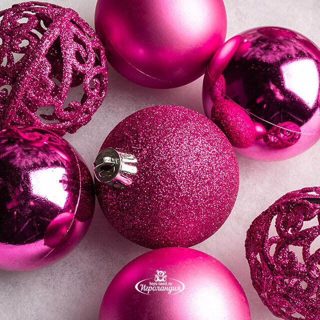 Набор пластиковых шаров Анданте 6 см розовая азалия, 16 шт Kaemingk