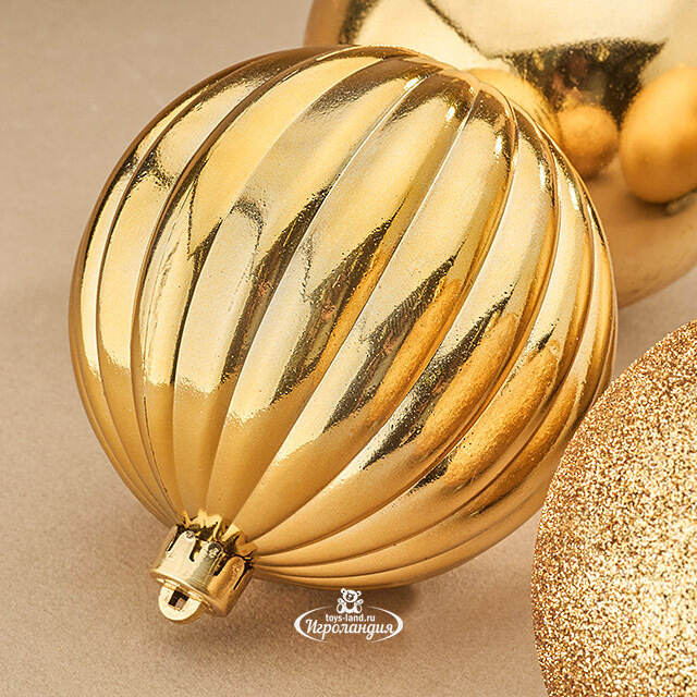 Набор пластиковых шаров Блеск 10 см золотой, 4 шт Winter Deco