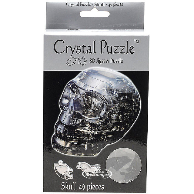 3Д пазл Череп, черный, 8 см, 49 эл. Crystal Puzzle