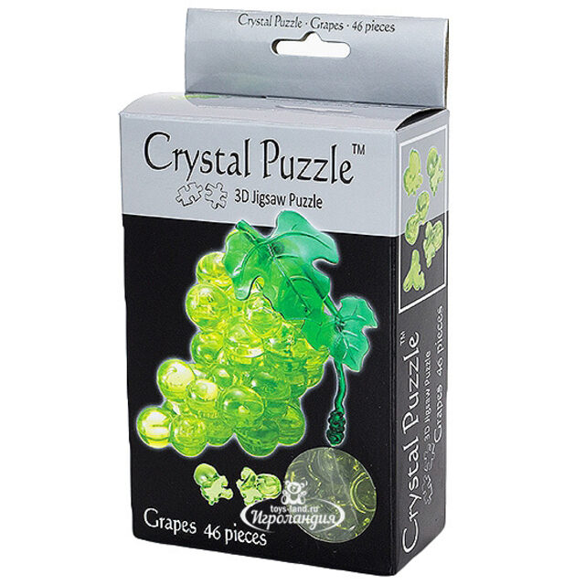 3D пазл Виноград, зеленый, 9 см, 46 эл. Crystal Puzzle