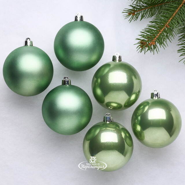 Набор пластиковых шаров Шалфейный 8 см, 6 шт, mix Kaemingk