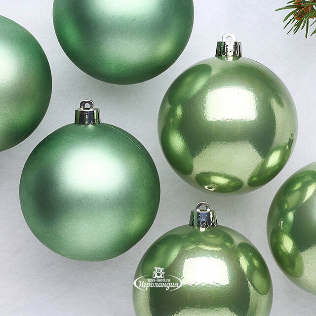 Набор пластиковых шаров Шалфейный 8 см, 6 шт, mix Kaemingk